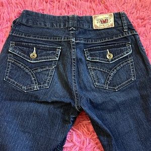 Super cute y2k cherub angel print low waisted bootcut dark wash jeans